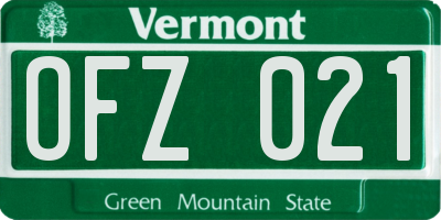 VT license plate OFZ021