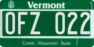 VT license plate OFZ022
