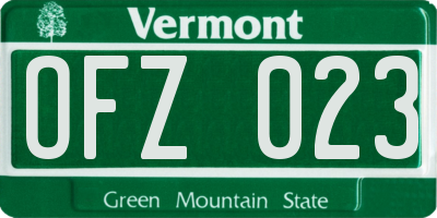 VT license plate OFZ023