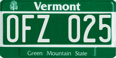 VT license plate OFZ025