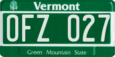 VT license plate OFZ027