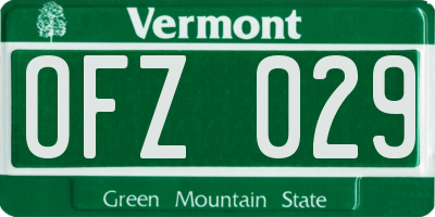 VT license plate OFZ029