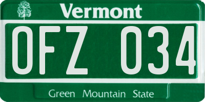 VT license plate OFZ034
