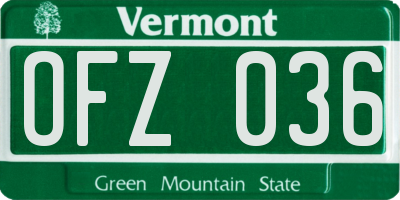 VT license plate OFZ036