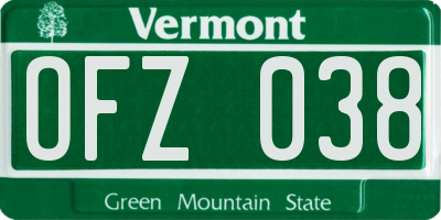 VT license plate OFZ038