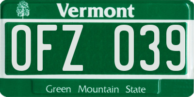 VT license plate OFZ039
