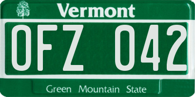 VT license plate OFZ042