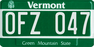 VT license plate OFZ047