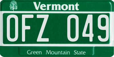 VT license plate OFZ049