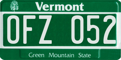 VT license plate OFZ052