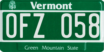 VT license plate OFZ058