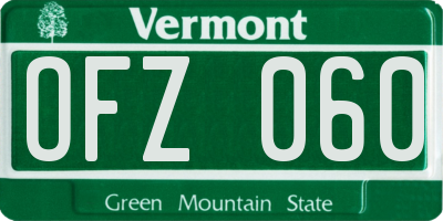 VT license plate OFZ060