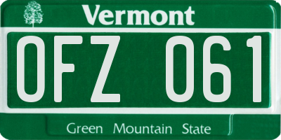 VT license plate OFZ061