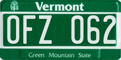 VT license plate OFZ062