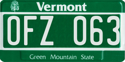 VT license plate OFZ063