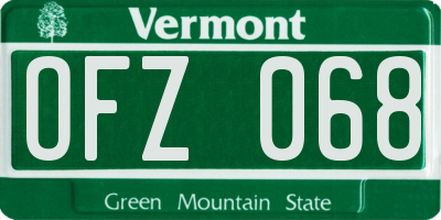 VT license plate OFZ068