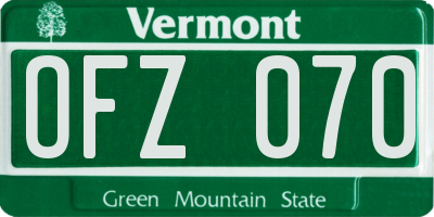 VT license plate OFZ070