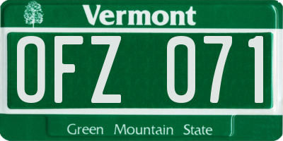 VT license plate OFZ071