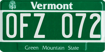 VT license plate OFZ072