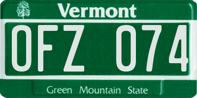 VT license plate OFZ074