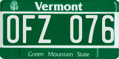 VT license plate OFZ076