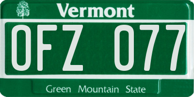 VT license plate OFZ077