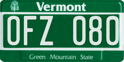 VT license plate OFZ080