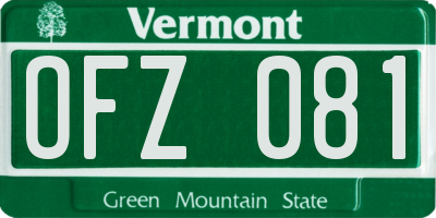 VT license plate OFZ081
