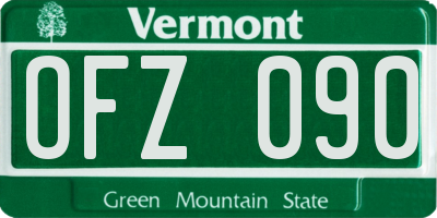 VT license plate OFZ090