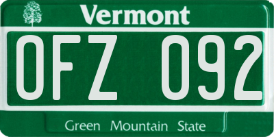VT license plate OFZ092