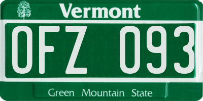 VT license plate OFZ093