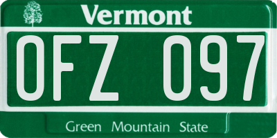 VT license plate OFZ097