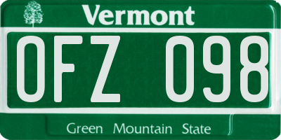 VT license plate OFZ098