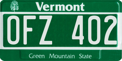 VT license plate OFZ402