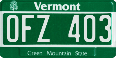 VT license plate OFZ403