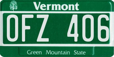 VT license plate OFZ406
