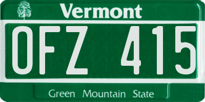 VT license plate OFZ415