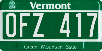 VT license plate OFZ417