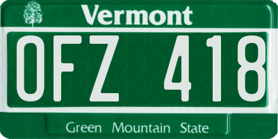 VT license plate OFZ418