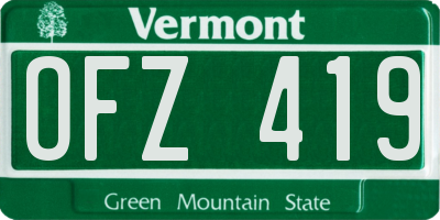 VT license plate OFZ419