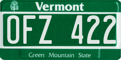 VT license plate OFZ422