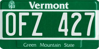VT license plate OFZ427