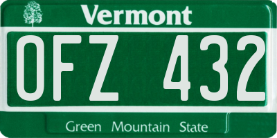 VT license plate OFZ432
