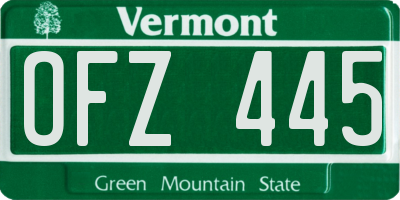 VT license plate OFZ445