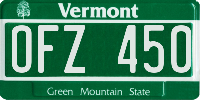 VT license plate OFZ450