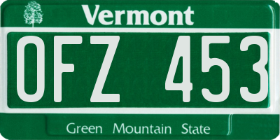 VT license plate OFZ453