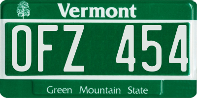 VT license plate OFZ454