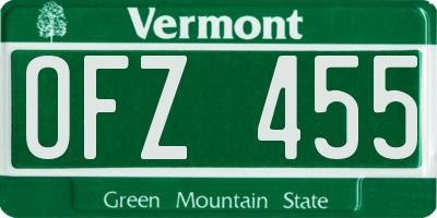 VT license plate OFZ455