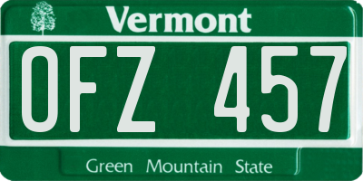 VT license plate OFZ457