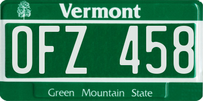 VT license plate OFZ458